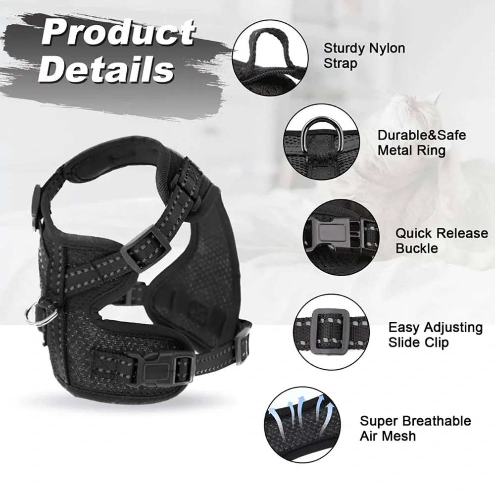 NWOT Black Size Small Cat or Puppy Harness & Leash Set